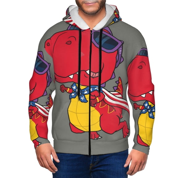 Naloa Dinosaur Super Hero Cartoon Men’s Hoodies, Zip up Hoodie, Sweatshirts,Hoodies for Men Sizes S-3XL-Small