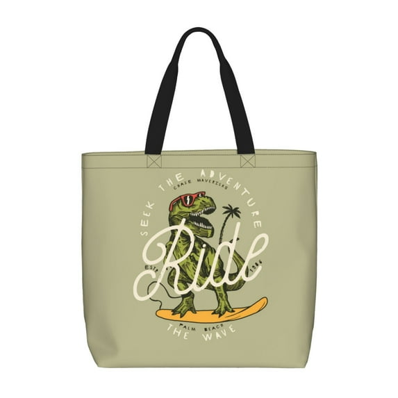 Naloa Dinosaur Tote Bag for Women, Foldable Tote Bag With Zipper, Large Shoulder Bag, Top Handle Handbag for Travel, Work, Shopping