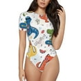 thumbnail image 1 of Naloa Dinosaur Women's Short-Sleeved Onesie, One-Piece Swimsuit for Parties, dates, clubs - X-Large, 1 of 9