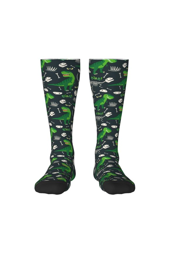 Dinosaur and Bone Thigh High Socks Extra Long Stretchy Sock Women Over Knee High Opaque Stocking Daily Wear
