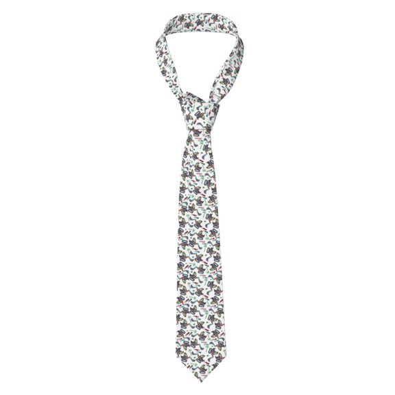 Naloa Dinosaur on Excavator2 Print Solid Color Tie Formal Necktie for Men，Suitable for business, daily life, work