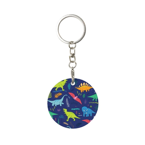 Naloa Dinosaurs Print Round Keychain Keychain Key Ring, Key Tag, Key Chain Bulk for Gift Accessories (Round)