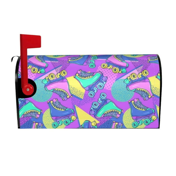 Naloa Disco Roller Skates Mailbox Covers Magnetic Post Box Cover Post Letter Box Cover Garden Decor-25.5x21 in