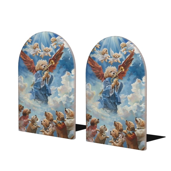 Naloa Dog Angel Ascension 2 Pcs Bookend Large Capacity Office Book Ends for Home Office Library School Study Decoration