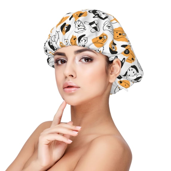 Naloa Dog Faces Adjustable Hair Bonnet for Sleeping, Hair Wrap Sleep Cap Turban for Women Men, Curly Straight Hair Long Large Braid Unisex