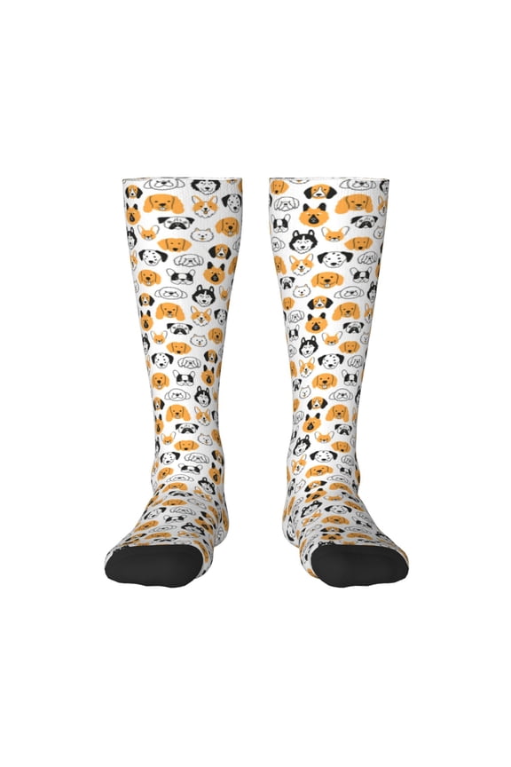 Dog Faces Thigh High Socks Extra Long Stretchy Sock Women Over Knee High Opaque Stocking Daily Wear