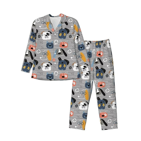 Naloa Dog Men’s Pajamas Set - Long Sleeve Button Down Sleep Shirt and Pajama Bottoms Sleepwear Set-X-Large