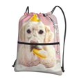 thumbnail image 1 of Naloa Dog Sitting In Bathtub With Duck On Head Drawstring Backpack String Bag Cinch Water Resistant for Gym Shopping Sport Yoga, 1 of 6