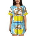 thumbnail image 1 of Naloa Dog Takes a Bath in the Bathtub Women's Short-Sleeved Pajama Set, Loungewear, Summer pajamas, Breathable Cozy - XX-Large, 1 of 9