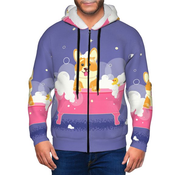 Naloa Dog Washes in a Bath Men’s Hoodies, Zip up Hoodie, Sweatshirts,Hoodies for Men Sizes S-3XL-Medium