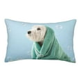 thumbnail image 1 of Naloa Dog Wrapped in Towel Pillowcase, Throw Pillowcase, Wrinkle-Free, Stain-Resistant with Hidden Zipper for Bedroom Sofa - 14"x20", 1 of 9