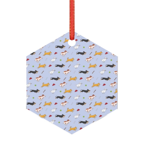 Naloa Dogs Are Running Acrylic Santa Tree Decorations Christmas Hanging Pendant for Christmas Winter New Year Party Hanging Decorations-Hexagon