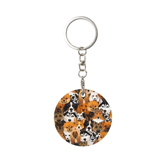 Naloa Dogs Different Breeds Print Round Keychain Keychain Key Ring, Key Tag, Key Chain Bulk for Gift Accessories (Round)