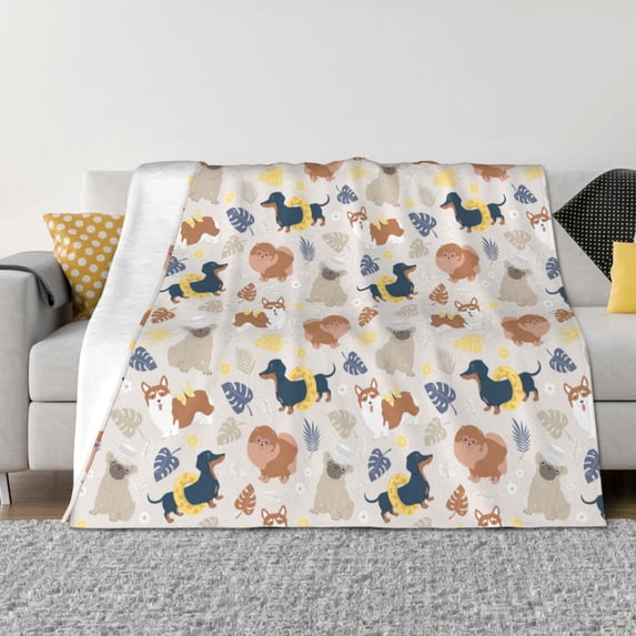 Naloa Dogs Flannel Blankets - Thick and Warm Blanket for Winter, Soft Fuzzy Plush King Blanket for All Seasons40"x30"