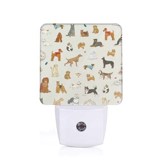 Naloa Dogs Funny Pets Night Lights Plug into Wall, Dusk to Dawn Sensor Warm White Led Night Light 0.5W, Nightlight suit for Adults, Bedroom, Bathroom, Hallway, Kitchen