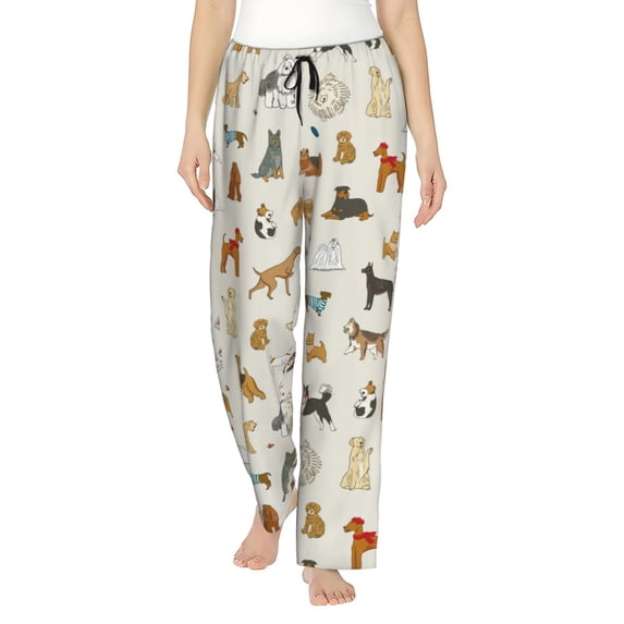 Naloa Dogs Funny Pets Print Women’s Ultra-Soft Comfy Pajama Lounge Pants with Pockets & Drawstring