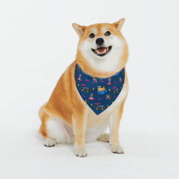Naloa Dogs Riding Skateboard Dog Bandana Custom Dog Scarf Breathable Puppy Kerchief with Adjustable Bandana Bib for Dog and Cat-Large