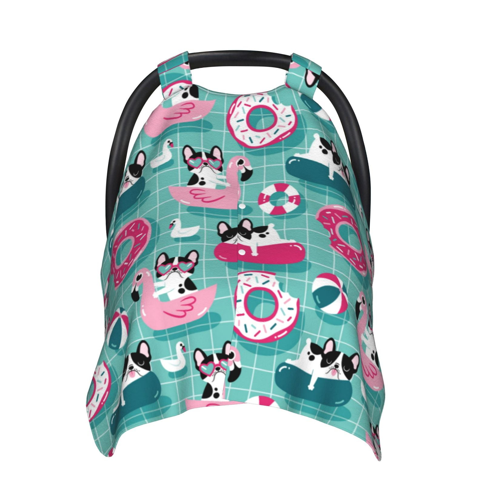 Naloa Dogs With Swimming Baby Car Seat Cover, Breathable Baby Carrier Cover, Multiuse Baby Carrier Cover & Nursing Breastfeeding Cover