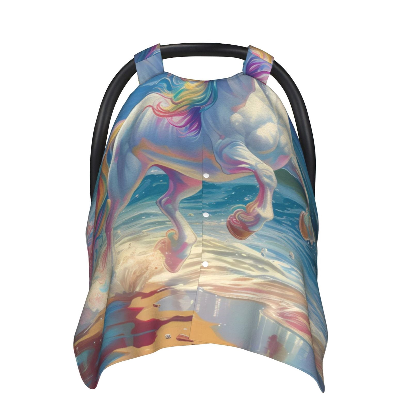 Naloa Dolphin Rainbow Horse Baby Car Seat Cover, Breathable Baby Carrier Cover, Multiuse Baby Carrier Cover & Nursing Breastfeeding Cover