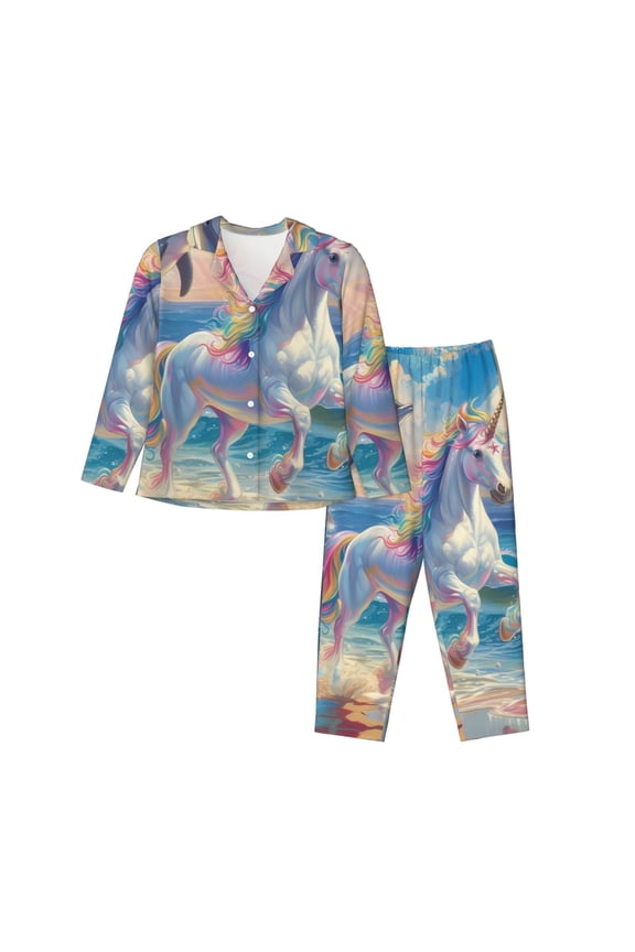 Dolphin Rainbow Horse Pajamas for Women Set, Womens Pajama Sets, Lounge Sets for Women, 2pjs for Women-Small