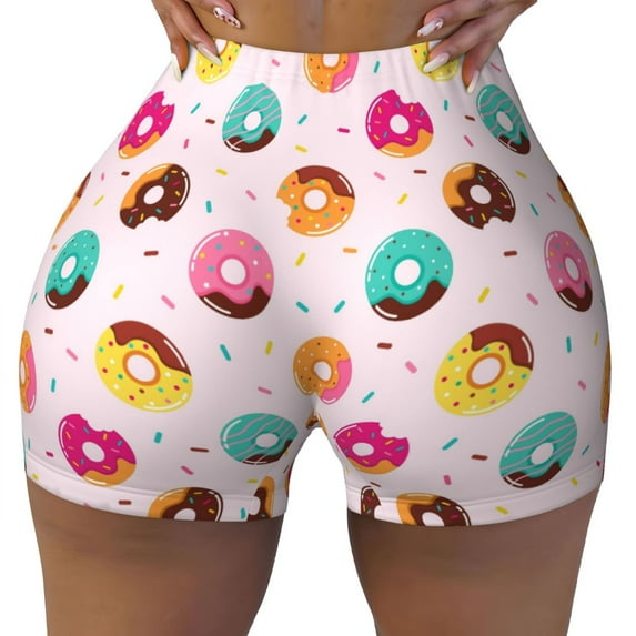 Naloa Donut Biker Shorts for Women Seamless Scrunch Short Women’s Yoga Shorts for Gym Running Sport Shorts - Small