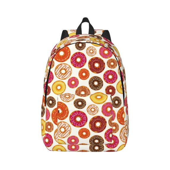 Naloa Donut Canvas Backpack for Men Women Rucksack Casual Travel Daypack College Tote Satchel Bookbag for Teens-Small
