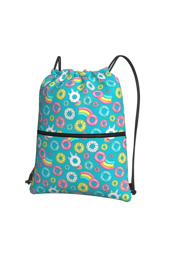 Donut Drawstring Backpack String Bag Cinch Water Resistant for Gym Shopping Sport Yoga