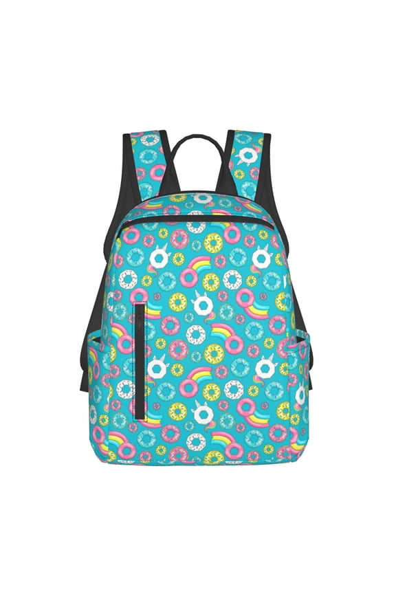 Donut Print Lightweight DayBackpack Suitable for school, work, shopping, travel, etc.