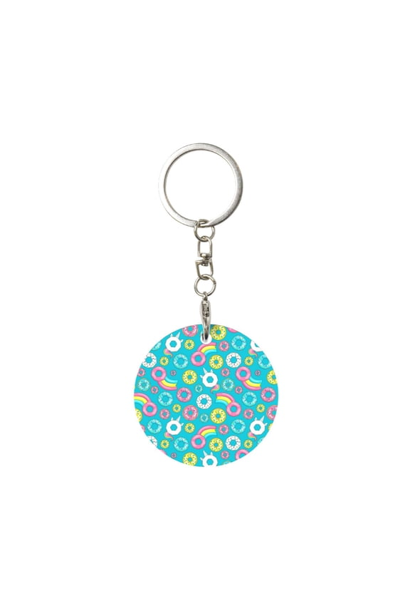 Naloa Donut Print Round Keychain Keychain Key Ring, Key Tag, Key Chain Bulk for Gift Accessories (Round)