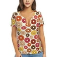 thumbnail image 1 of Naloa Donut Print T-Shirts Short Sleeve V Neck Tees for Women Fashion Tops Trendy Lightweight Soft Casual Summer Outfits Clothes, 1 of 1