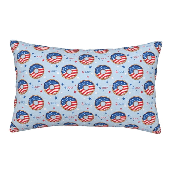 Naloa Donut with the USA Fag Pillowcase, Throw Pillowcase, Wrinkle-Free, Stain-Resistant with Hidden Zipper for Bedroom Sofa - 16"x24"