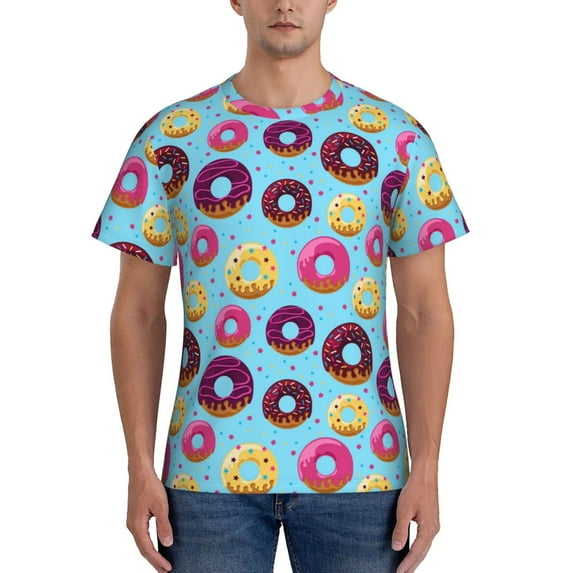 Naloa Donuts Men's T-Shirt Sport T-shirt Men's Basic Tee Casual Men's Shirt, Round Neck, Short Sleeves - Medium