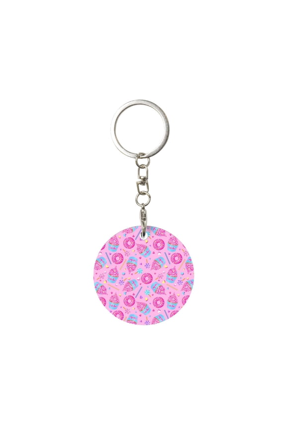 Donuts Print Round Keychain Keychain Key Ring, Key Tag, Key Chain Bulk for Gift Accessories (Round)