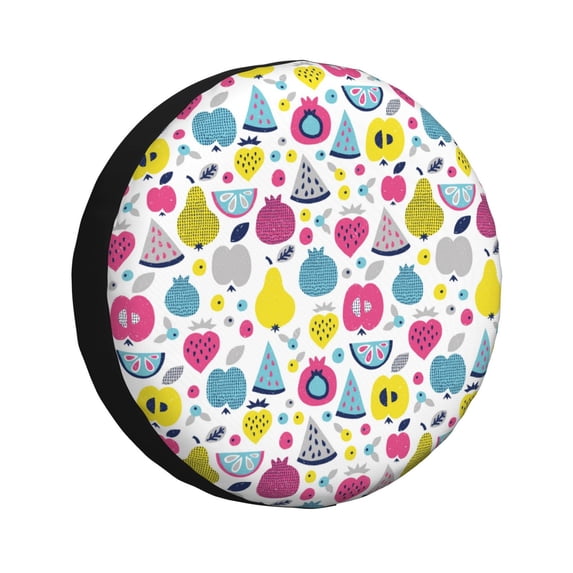 Naloa Doodle Fruits PVC Leather Spare Tire Wheel Cover for Car Truck SUV Camper Trailer Universal Fit many size14 inch