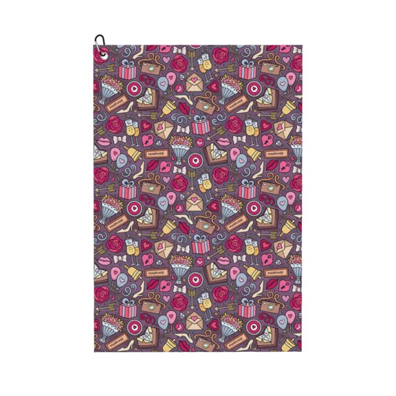 Naloa Doodles Wedding Golf Towel Golf Gift for Men and Women Golf Towel with Carabiner Clip to Quickly Remove Mud, Dirt and Sweat