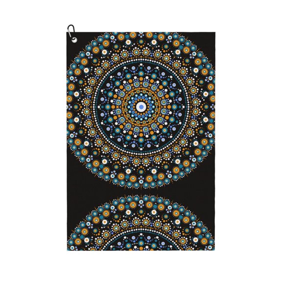 Naloa Dot Mandala Golf Towel Golf Gift for Men and Women Golf Towel with Carabiner Clip to Quickly Remove Mud, Dirt and Sweat