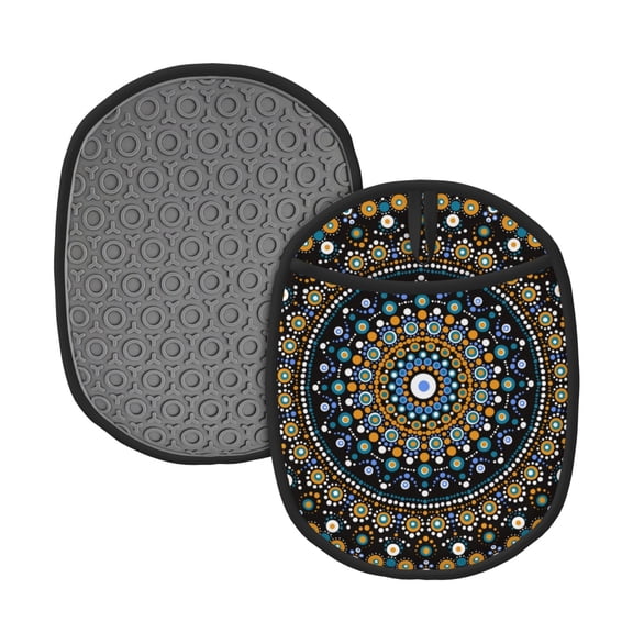 Naloa Dot Mandala Silicone Pot Holders, Oven Mitts Heat Resistant Hot Pads, Non Slip Pot Holder for Kitchen Baking and Cooking 9.4 x 7.5 Inches