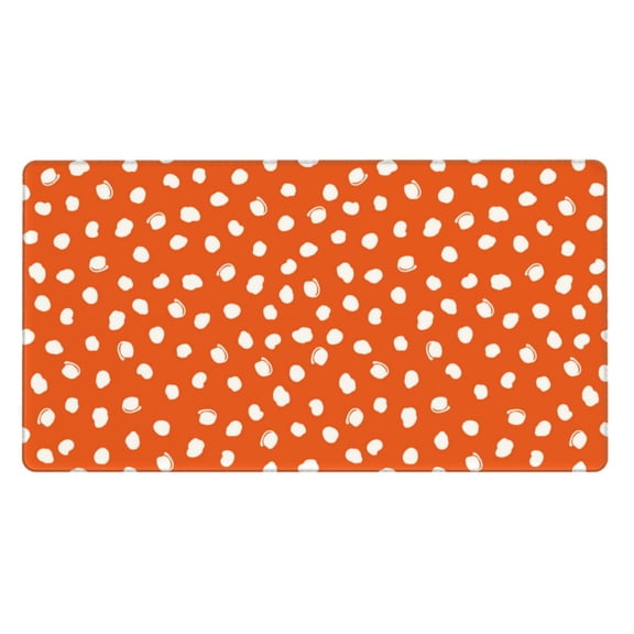Naloa Dots On Orange Background Gaming Mouse Pad Large Mouse Mat Long Extended Desk Pad Non-Slip Rubber Mice Pads Stitched Edges Thin Pad (16x29.5 Inch)