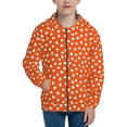 thumbnail image 1 of Naloa Dots On Orange Background Teenage Zipper Hoodie, Long Sleeve Zip Up Hoodies Casual Jackets Tops for 7-12 Years-Small, 1 of 6