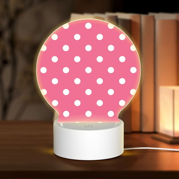 Naloa Dots On Rose Red Background Acrylic LED Night Light Custom LED Lights Personalized Nightlight Customized Gifts for Family Couples Friends