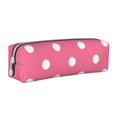 thumbnail image 1 of Naloa Dots On Rose Red Background Leather Pencil Case, Makeup Pouch, Zipper Pouch for Daily Essentials, Storage Organizer, Cosmetics and Stationary Bag, 1 of 7