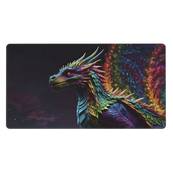 Naloa Dragon with Colorful Tail Gaming Mouse Pad Large Mouse Mat Long Extended Desk Pad Non-Slip Rubber Mice Pads Stitched Edges Thin Pad (16x29.5 Inch)