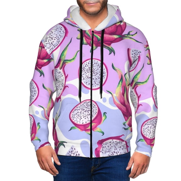 Naloa Dragon Fruit Men’s Hoodies, Zip up Hoodie, Sweatshirts,Hoodies for Men Sizes S-3XL-3X-Large