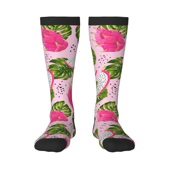 Naloa Dragon Fruits Thigh High Socks Extra Long Stretchy Sock Women Over Knee High Opaque Stocking Daily Wear