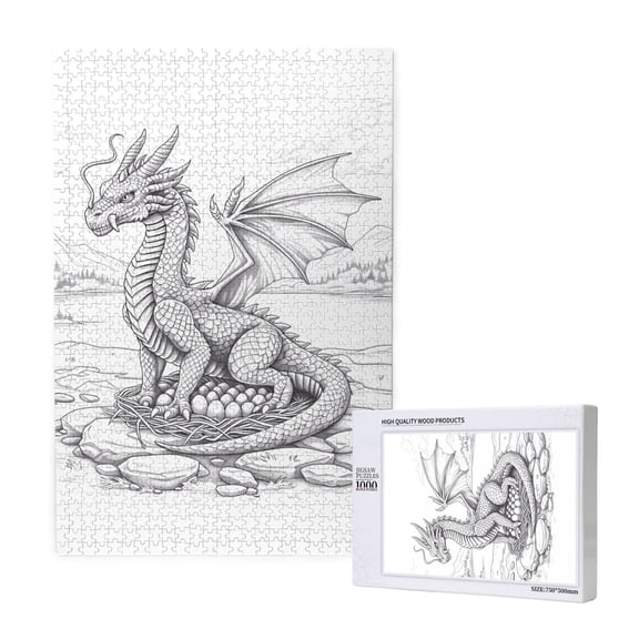 Naloa Dragon Nest Sketch Custom Puzzles Personalized Puzzle 1000 Pieces from Photo Custom Jigsaw Puzzle for Wedding, Graduation, (29.519.7in, Vertical)