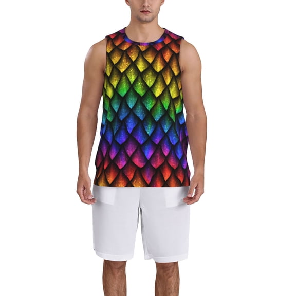 Naloa Dragon Scales Basketball Jersey Reversible Men's Mesh Athletic Sports Shirts Training Practice S-4XLMedium