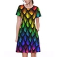thumbnail image 1 of Naloa Dragon Scales Print Womens Summer A-Line Dress with Pockets,Short Sleeve Dresses,Flowy Beach Swing Dress for Vacation Travel, 1 of 6