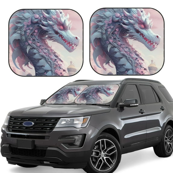 Naloa Dragon1 Print 2-Piece Windshield Sunshade,Foldable Car Front Window Sun Shades,for Most Sedans SUV Truck-Large