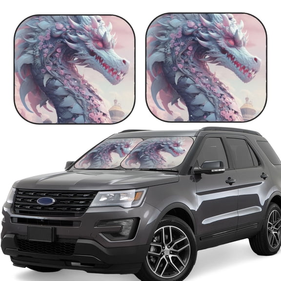 Naloa Dragon1 Print 2-Piece Windshield Sunshade,Foldable Car Front Window Sun Shades,for Most Sedans SUV Truck-Small