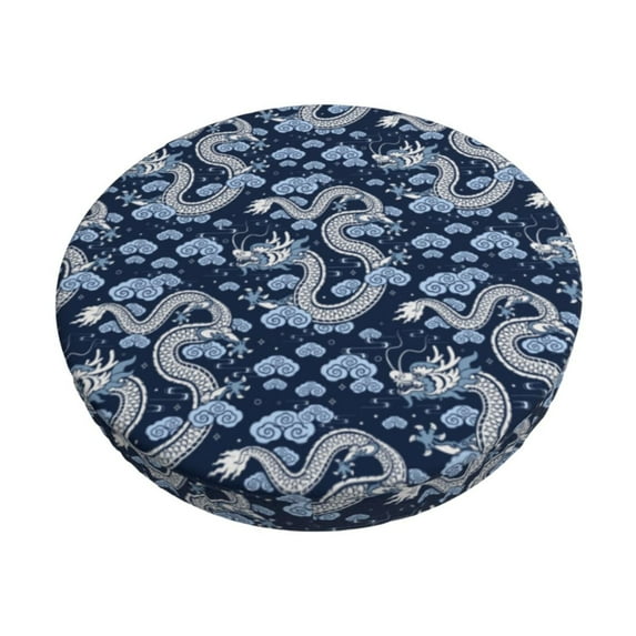 Naloa Dragons Round Bar Stool Cushion Cover 12-14 inch, Fits Kitchen, Office, Restaurant Chairs - 13 inch
